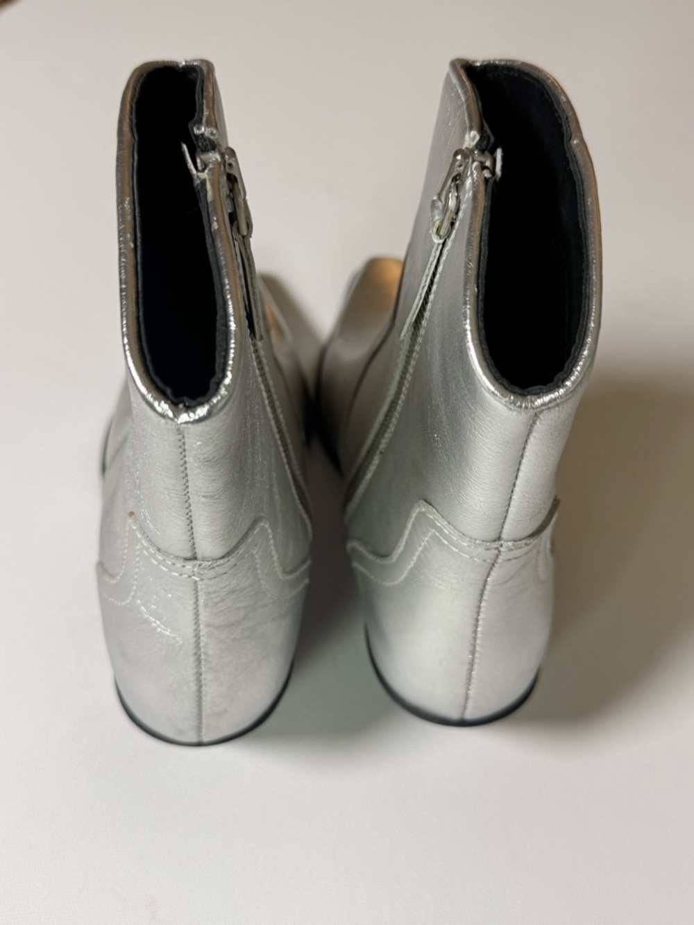 ZARA Metallic Silver Ankle Boots | Western Pointed Toe Zip Booties | Size 39 8.5 - Picture 6 of 11
